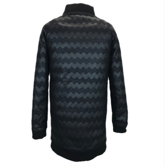 Nümph (Anthropologie) Women's Long Quilted Jacket Black Tonal Chevron Medium - Picture 3 of 9